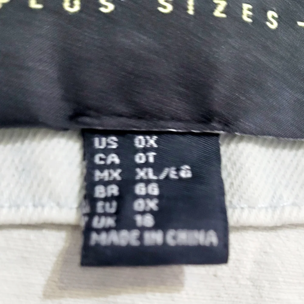 Forever 21+ Acid Wash Denim Jacket Women Plus Size 0X White 100% Cotton Trucker - Picture 11 of 12